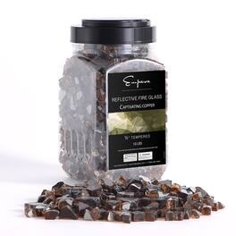 Empava - 10 lbs. 1/2-in Captivating Reflective Tempered Fire Glass for Gas Fire Pit - Copper
