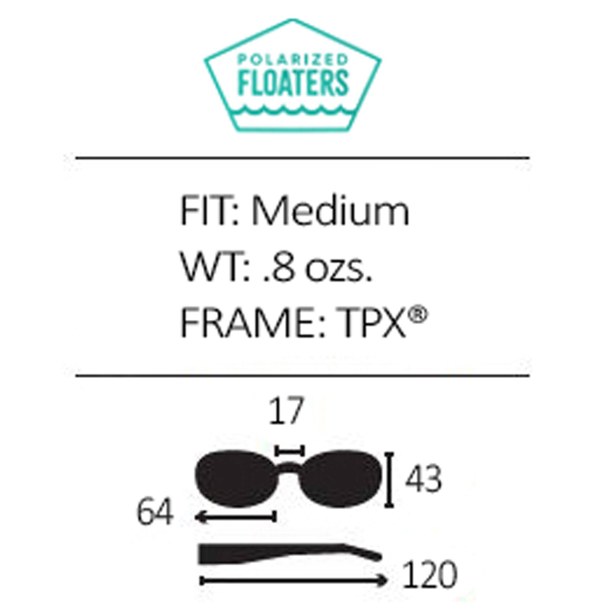 POLARIZED FLOATERS  
FIT: Medium  
WT: .8 ozs.  
FRAME: TPX®  

17  
64  
43  
120