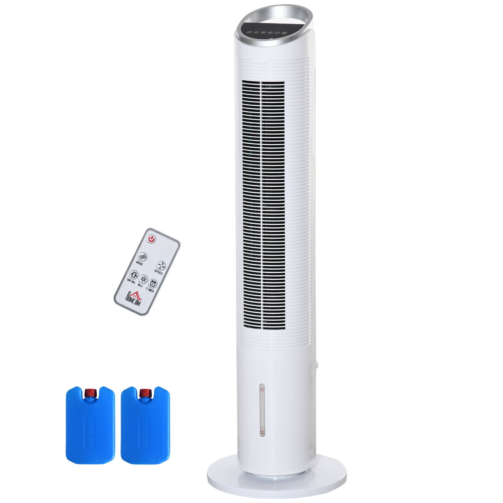 Ecooso - 40" Portable 3-in-1 Evaporative Cooler with Humidifier, Timer, Remote, Oscillation - White