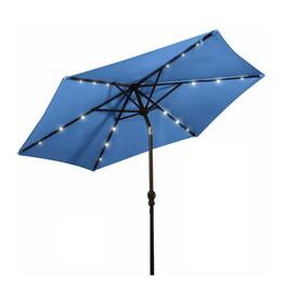 Mondawe - 9 Feet Patio Umbrella LED Solar with Crank - Blue