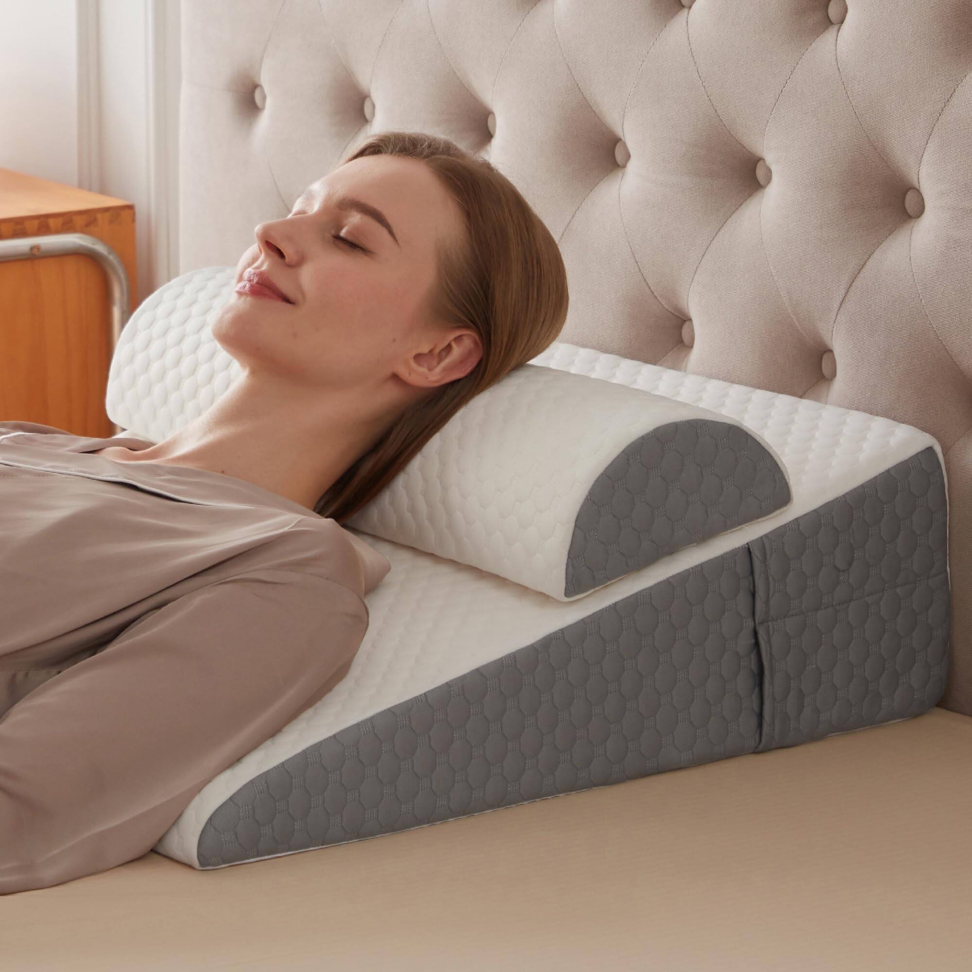 Front. Hanke - King Size Bed Wedge Pillow Headboard For Gap 0 8" Mattress Gap Filler Stop Items Falling And Get Quality Sleep - Tan.