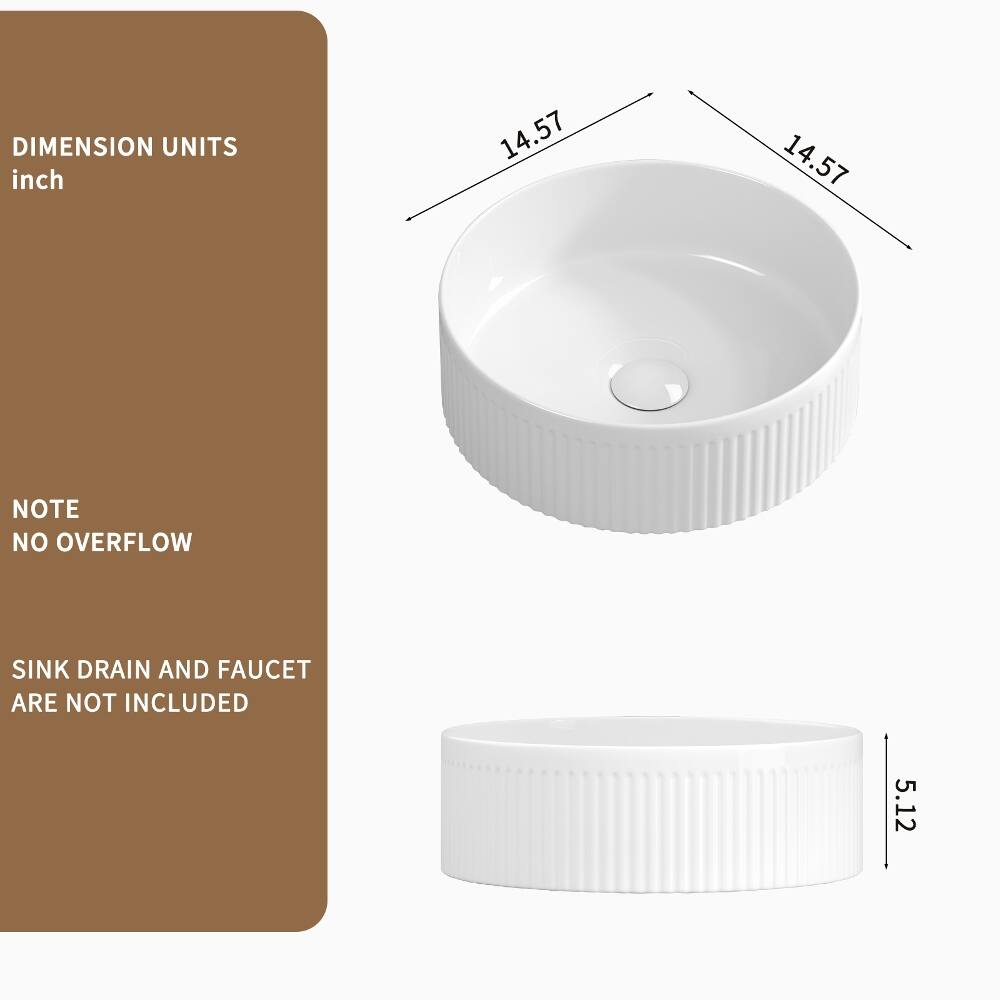 DIMENSION UNITS inch  
14.57  
14.57  
NOTE NO OVERFLOW  
SINK DRAIN AND FAUCET ARE NOT INCLUDED  
5.12