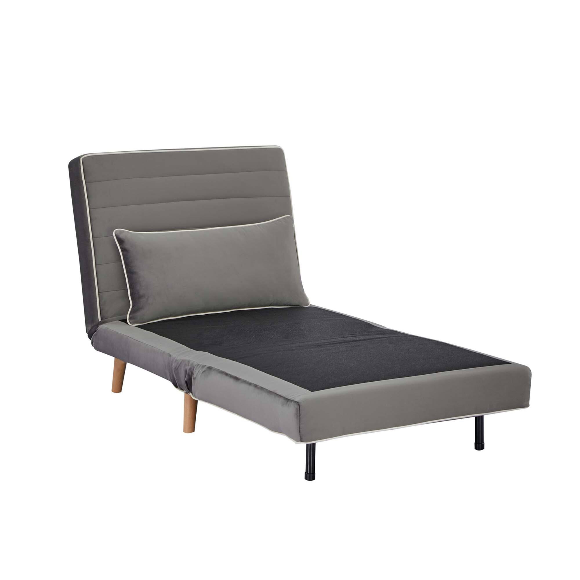 Alt View 9. GOODSILO - Modern Velvet Foldable Sleeper Chair with Adjustable Backrest - Converts to Bed in Seconds - Grey.