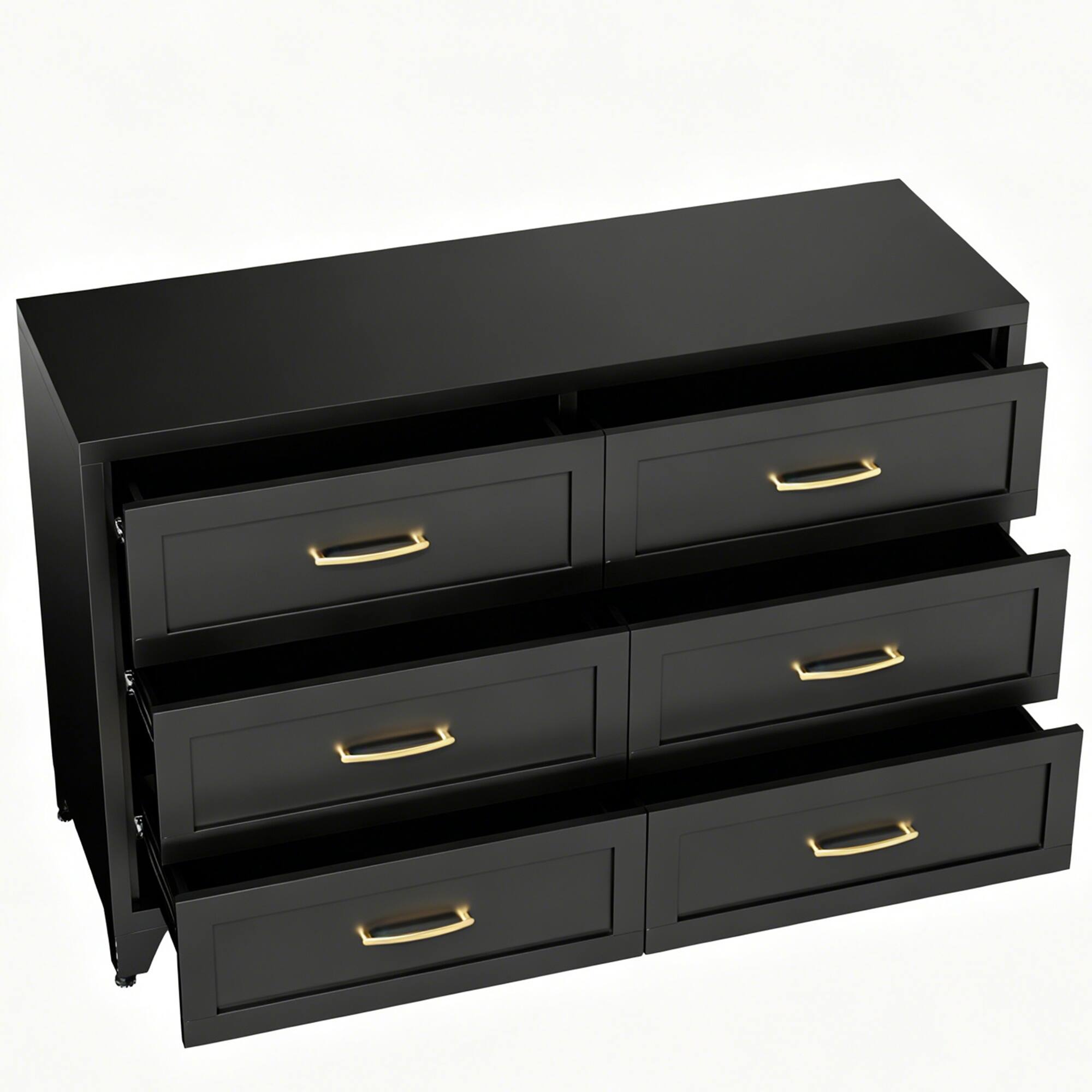 Alt View 8. Boyel Living - 6-Drawer Metal Dresser with Smooth-Glide Storage - Black.
