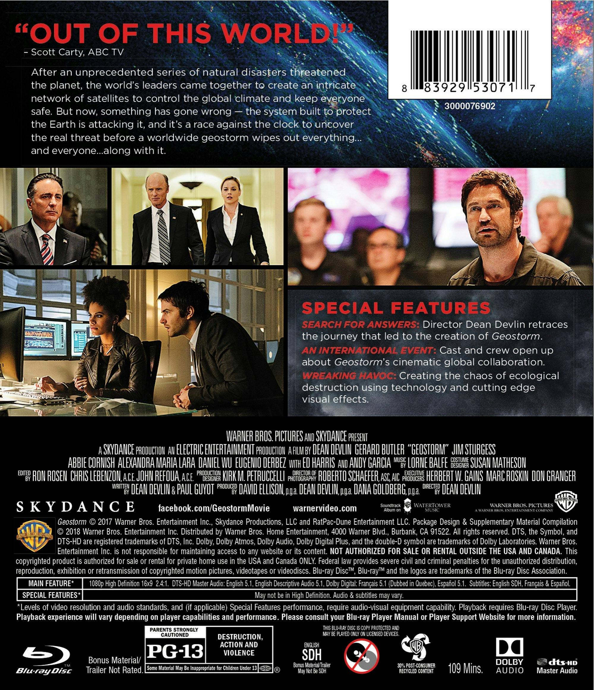 Back. Geostorm (Blu-ray + DVD + Digital HD) [Blu-ray].