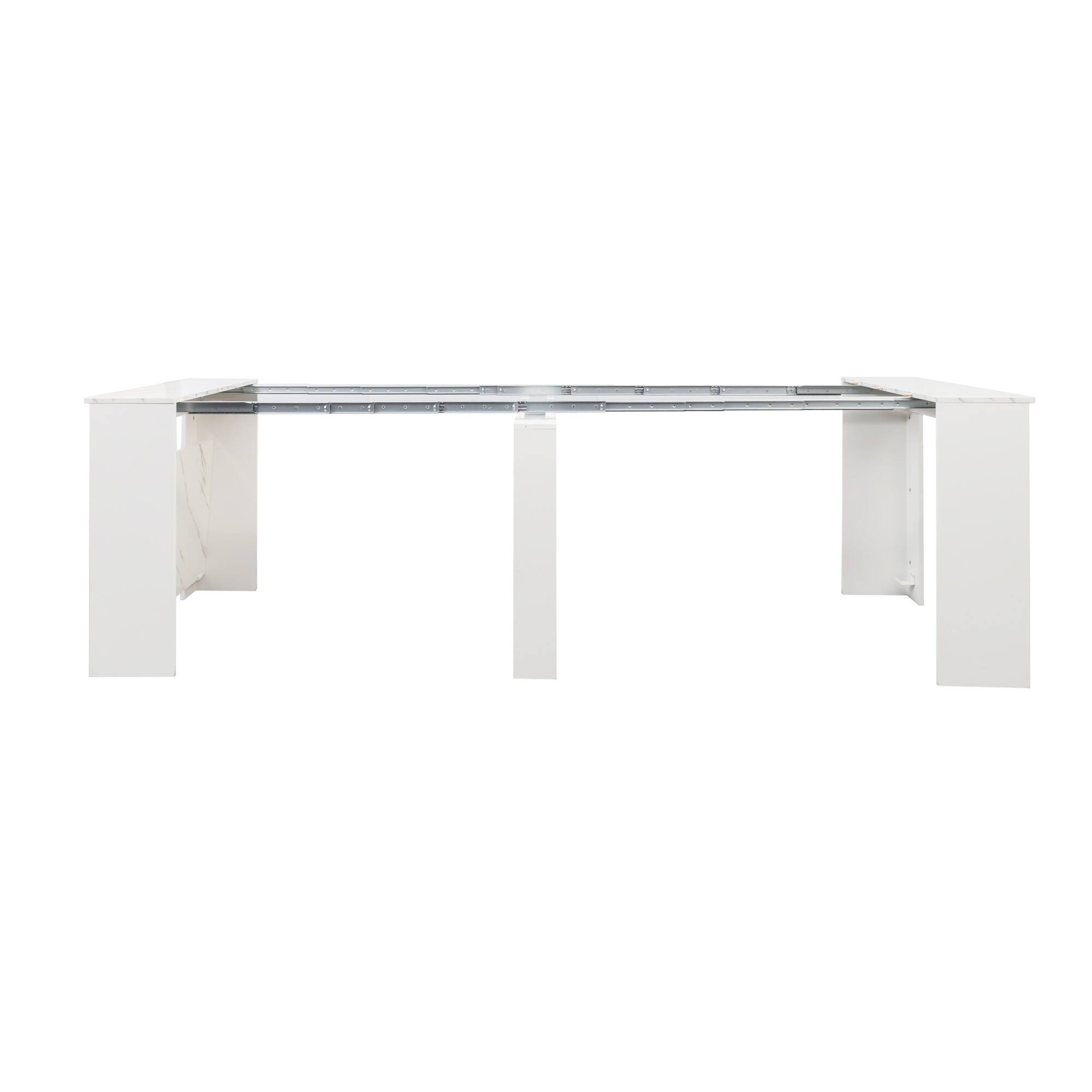 Alt View 7. Tiramisubest - Multifunctional extendable console dining table, White Marble - White,White Marble.