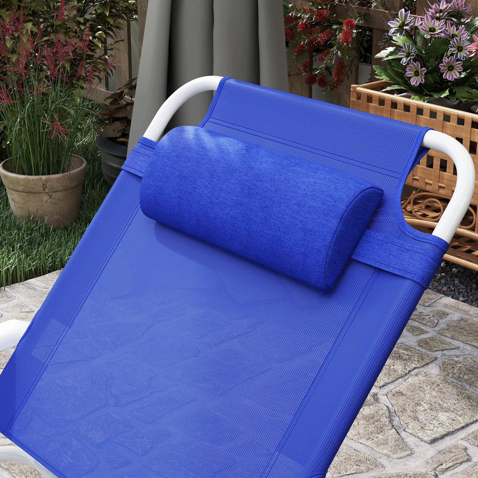 Alt View 5. Spaco - Spaco Folding Chaise with 4-Way Recline, Breathable Mesh, Removable Pillow - Blue.