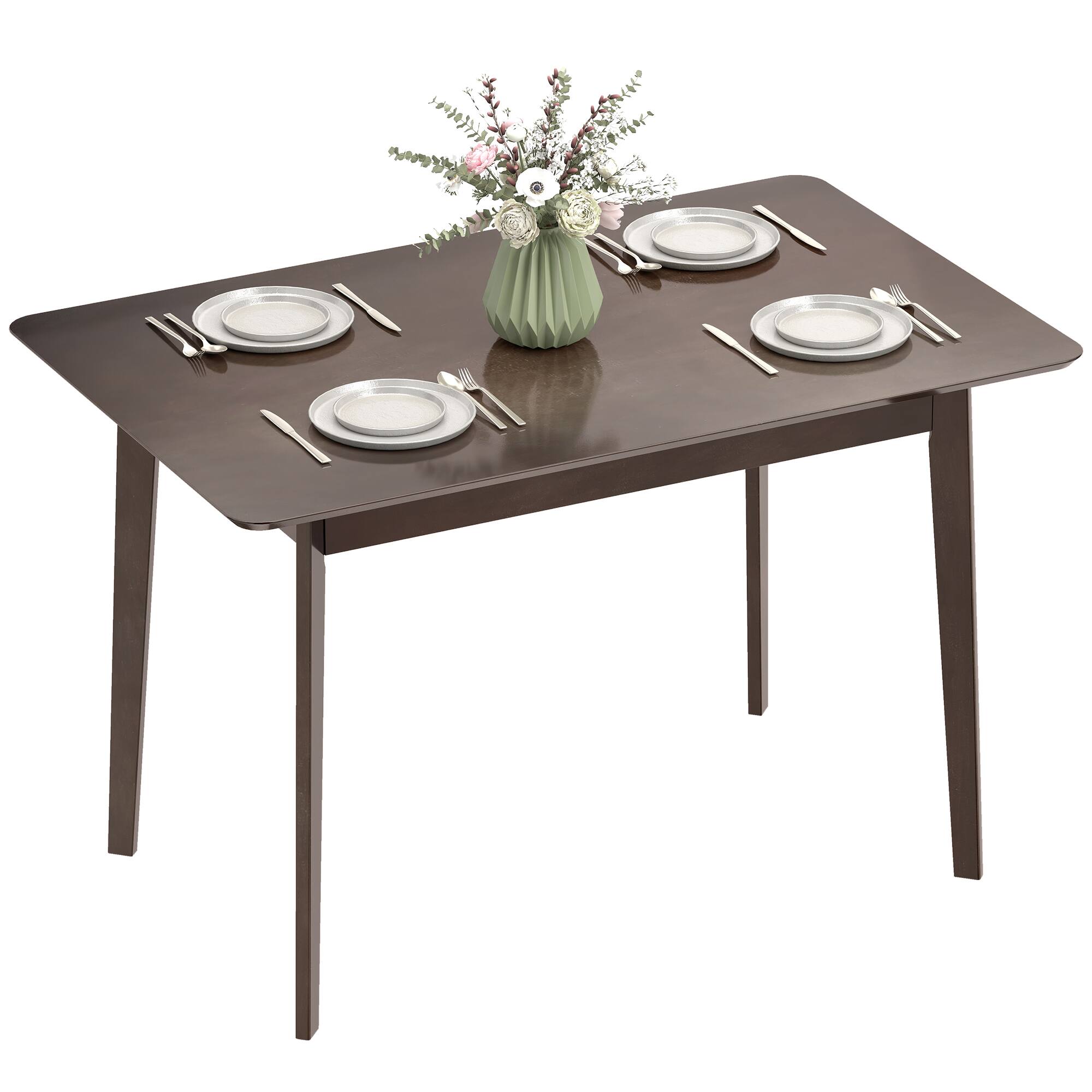 Alt View 1. Homcom - Rectangle Dining Table for 4 - Dark Mahogany.