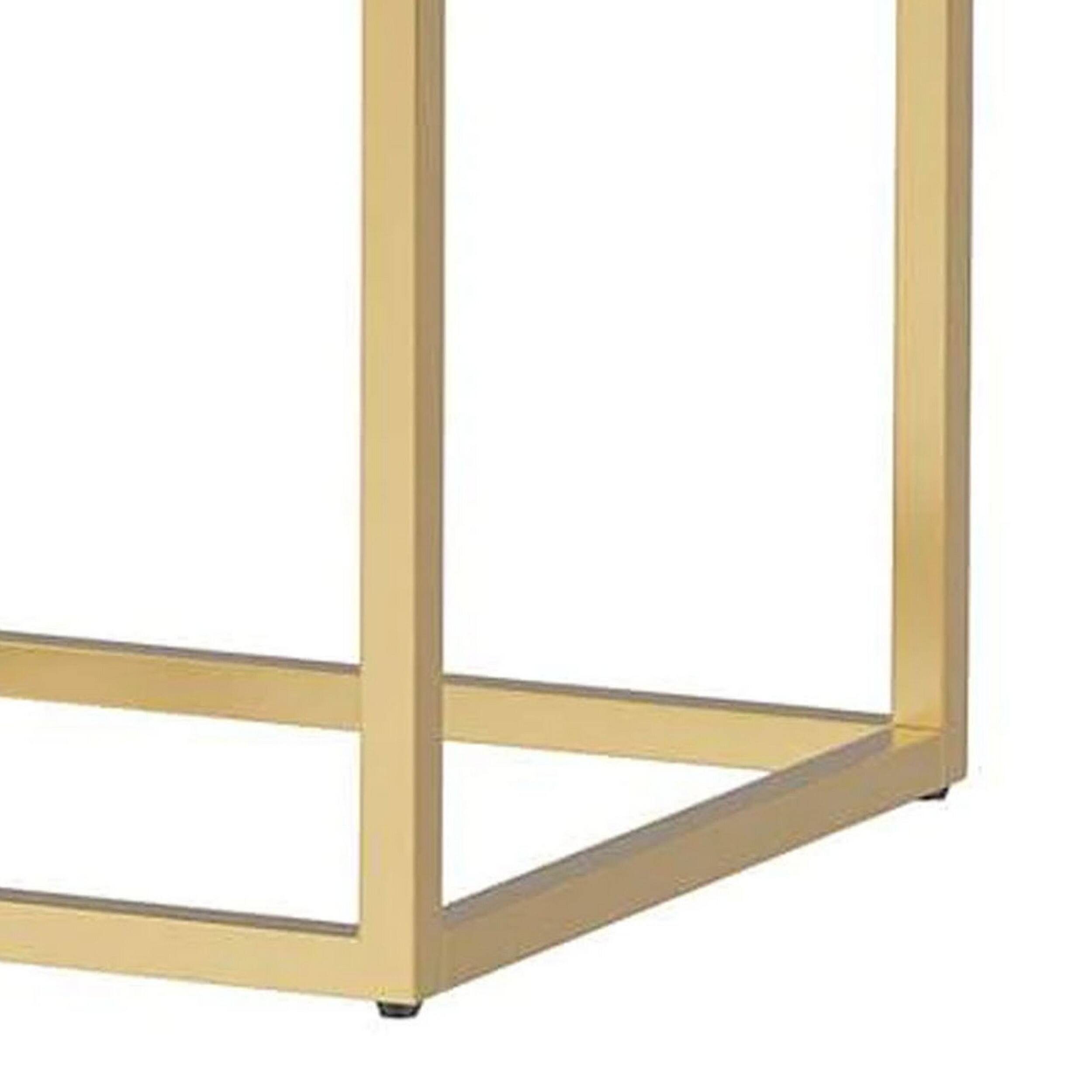 Alt View 3. Manhattan Lane - Bran 24 Inch Modern Side End Table, Brown Wood, Gold Steel Base, 1 Drawer - Dark Brown, Gold.