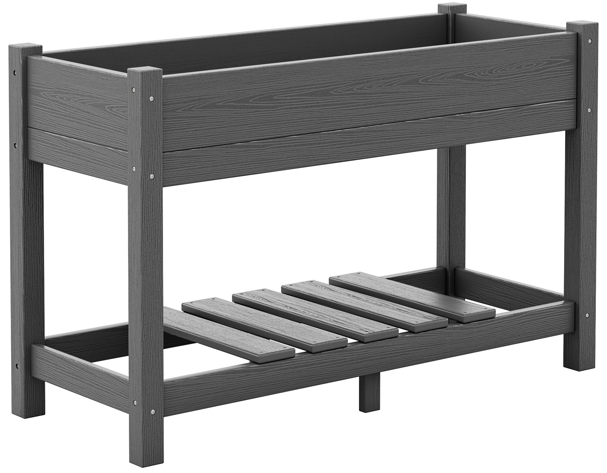 Alt View 5. SERWALL - SERWALL Raised Garden Bed with Legs-Gray,HDPE Elevated Planter with Storage Shelf & Drainage Holes - gray.