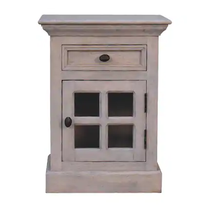 Front. Artisan Furniture - Artisan Furniture Solid Wood Glazed Stone Nightstand, 1 drawer, 1 Storage, Antique White - White.
