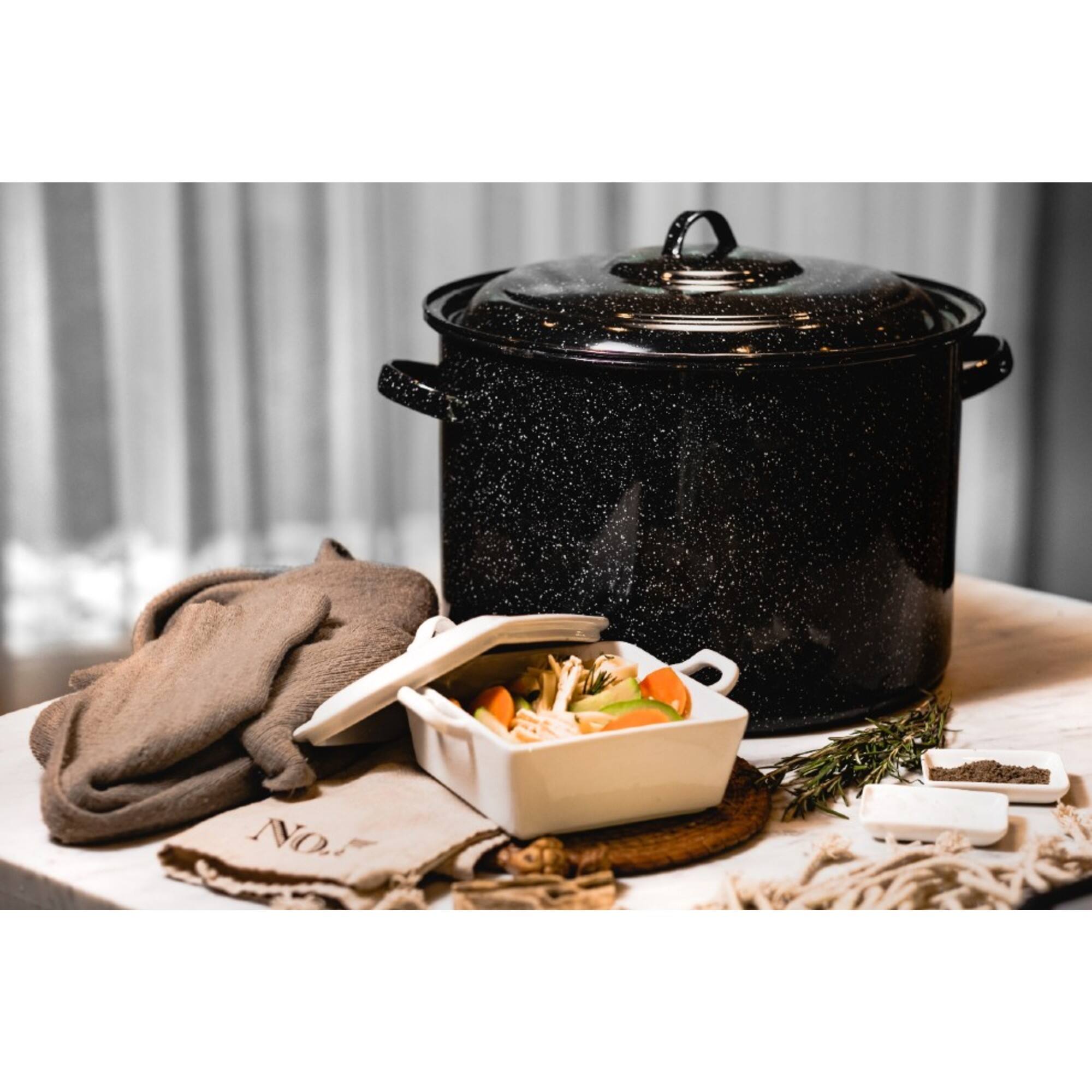 Left. Granite Ware - Granite Ware Stock Pot, 12 Qt - Speckled Black - Speckled Black.