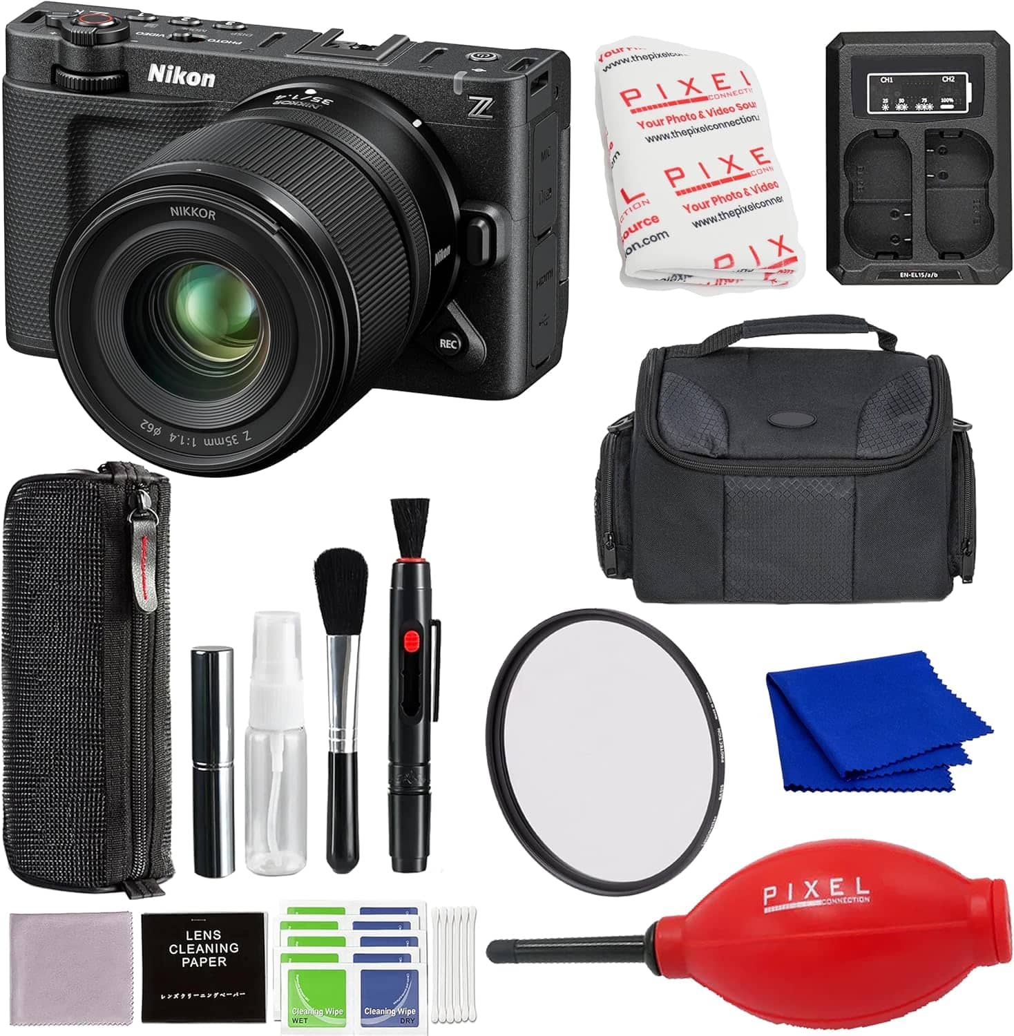ZR Cinema Camera with 35mm f/1.4 Lens Kit and Advanced Accessories and Travel Bundle | 2042 | Nikon RED Z 6k Camera - Black
