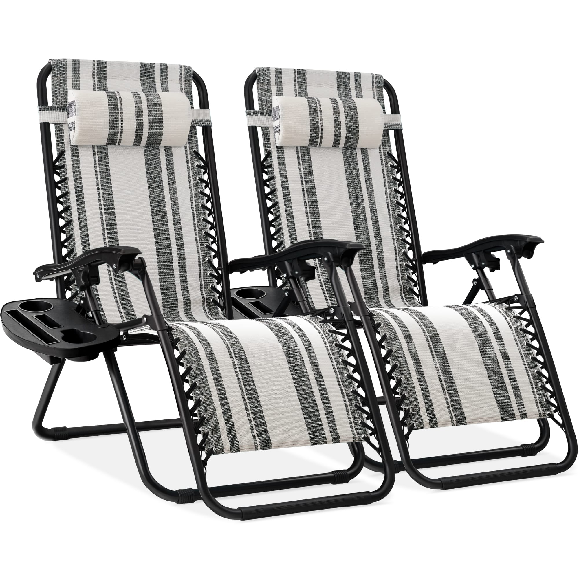 Best Choice Products Set of 2 Zero Gravity Lounge Chair Recliners for Patio, Pool w/ Cup Holder Tray