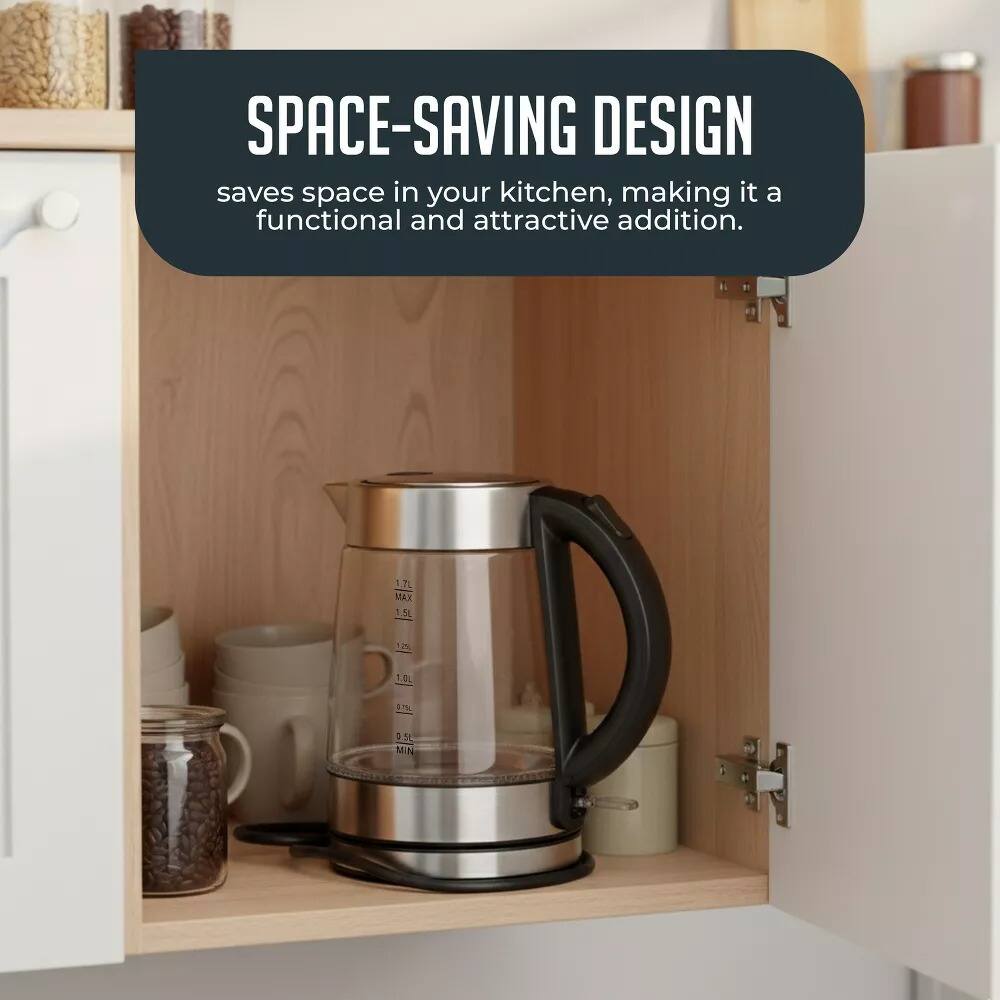 SPACE-SAVING DESIGN  
saves space in your kitchen, making it a functional and attractive addition.  

1.7L MAX  
1.5L  
1.25L  
1.0L  
0.75L  
0.5L  
MIN