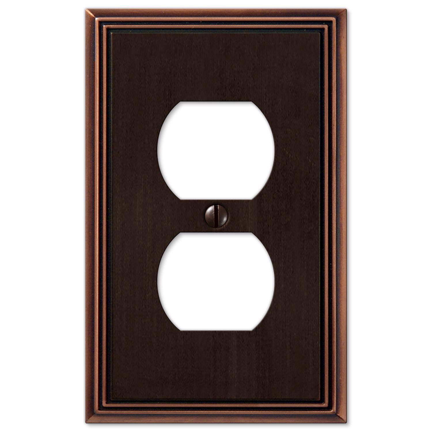 Angle. AMERELLE - Amerelle Metro Aged Bronze 1 gang Die-Cast Metal Duplex Wall Plate 1 pk - Bronze.