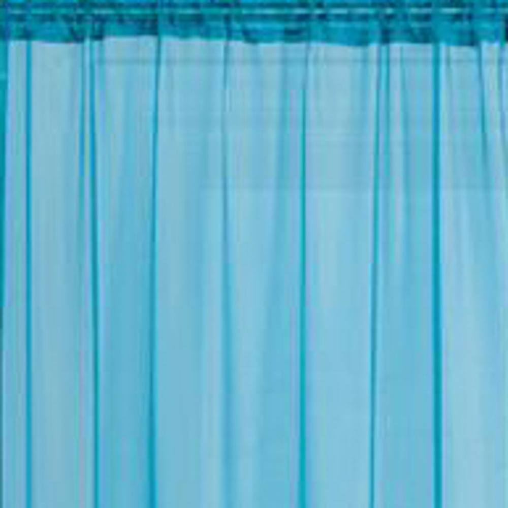 RT Designers Collection - Celine Neon Sheer Rod Pocket Curtain Panel 55 x 90 in - Blue