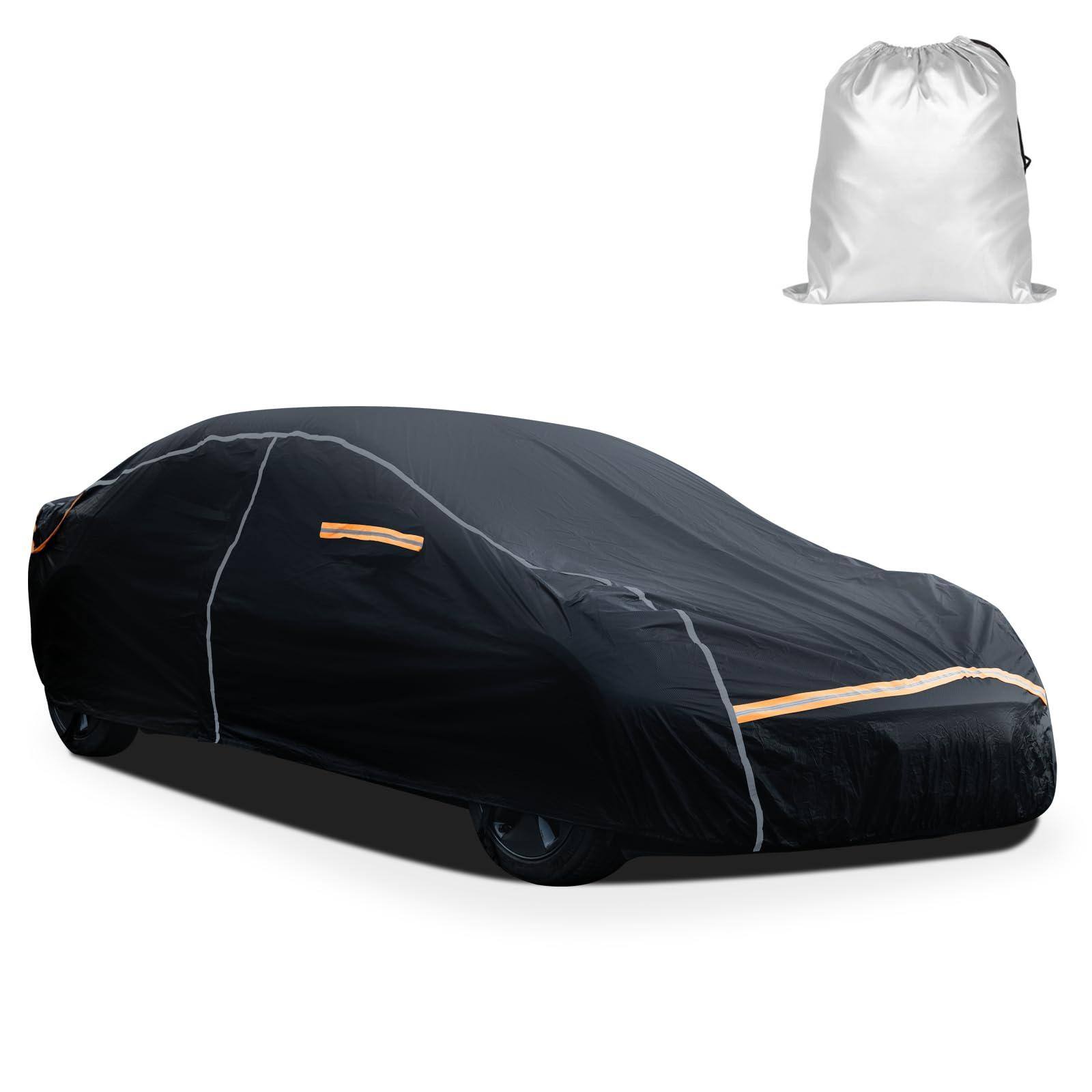 Front. Dazzling Pops - Car Cover Waterproof All Weather 6 Layers Covers Automobiles Full Exterior Zipper Outdoor Sun Uv Rain Snow - Black XL-Sedan.