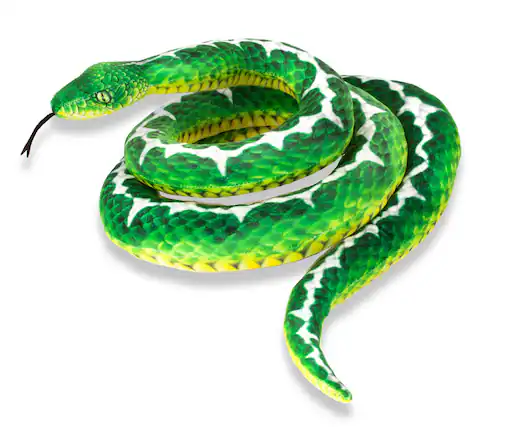 Front. Underwraps - Real Planet Tree Python Green/White 78.7 Inch Realistic Soft Plush - Green.