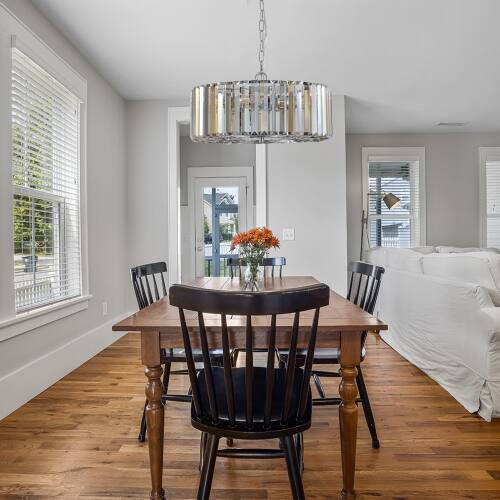 Alt View 2. LUCKY ONE - 17in Hanging Chrome Crystal Chandelier, 4-Light Modern Pendant for Dining Room Living Room Kitchen - Transparent.