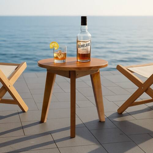 Alt View 7. Winado - 15.7in Patio Side Coffee End Table Portable Bedside Wooden Furniture for Indoor/Outdoor - Teak.