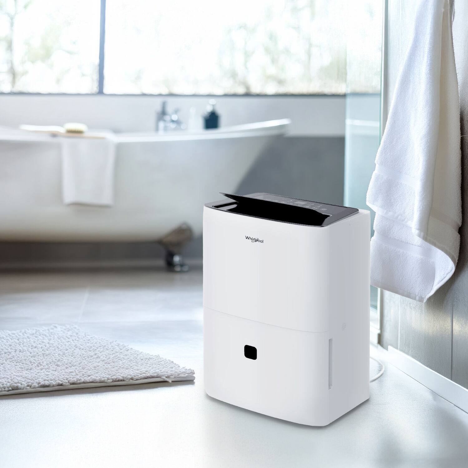 Alt View 6. Whirlpool - 50 Pint 3000 Sq. Ft 14.8 quart Energy Star Certified Dehumidifier in White - White.
