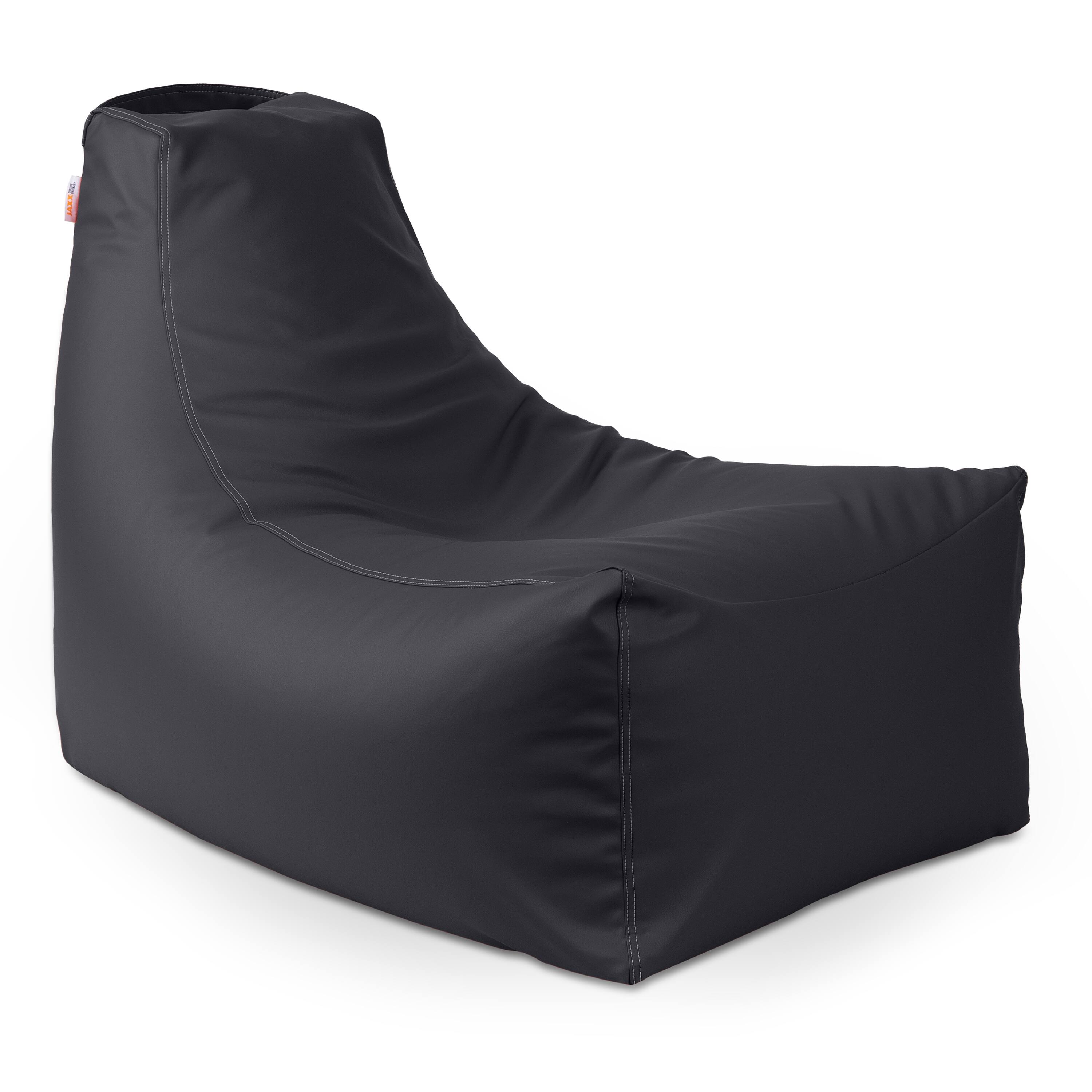 Back. Jaxx - Jaxx Pezzi Premium Vinyl Classroom Bean Bag Chair, Black - Black.