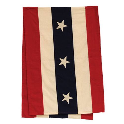 Front. BreeBe - Vintage Flag Runner 16x32 - Red, White, Blue.