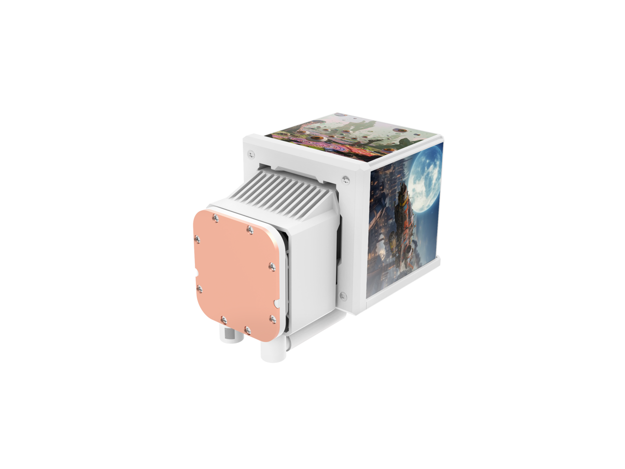 Alt View 5. Thermaltake - Thermaltake MINECUBE 360 Ultra CPU Liquid Cooler, 3x120mm ARGB Fans, 360mm Rad, 4x TFT LCD, Intel/AMD, Snow - Snow.
