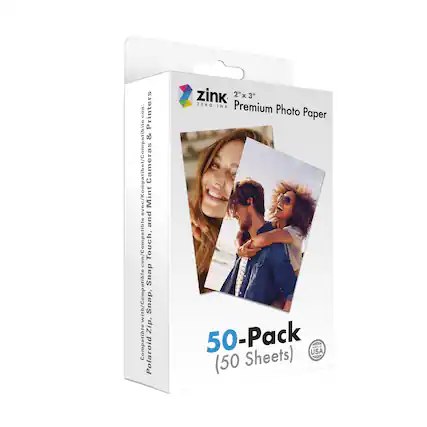 Compatible with/Compatible avec/Kompatibel/Compatibile Cameras Mint and con/Compatible Touch, Snap with/Compatible Snap. Zip. Compatible Polaroid zink 2"x 3" ZERO INK Premium Photo Paper 50-Pack USA -AD . (50 Sheets)