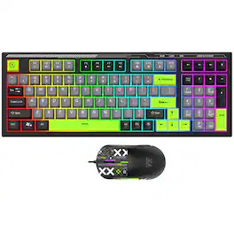 Sahara - Wired Gaming Keyboard & Mouse Combo | 98 Keys Full Keyboard | Anti-Ghosting Multi-Key | 7-RGB Backlights - Black/Green