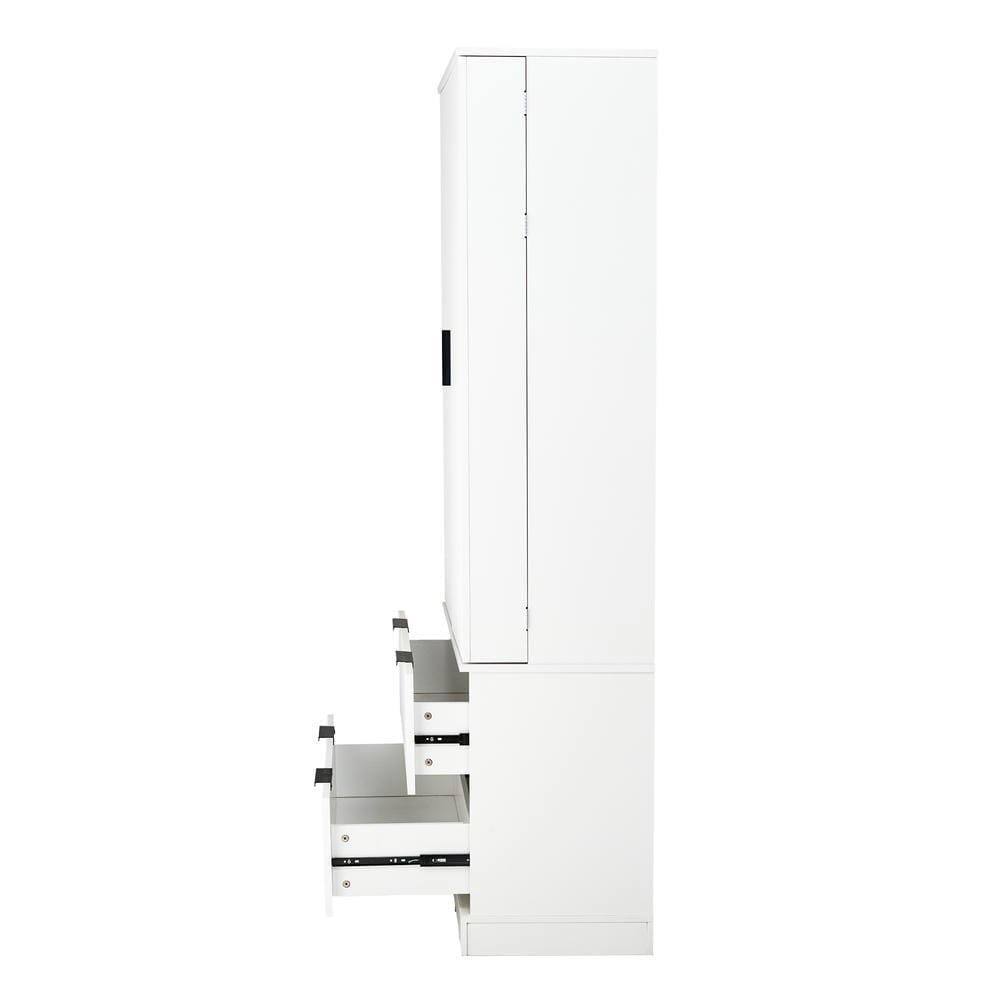 Alt View 7. Kadyn - 72" Fluted Pantry Cabinet with Spice Rack and Large Storage Drawers - White - White.