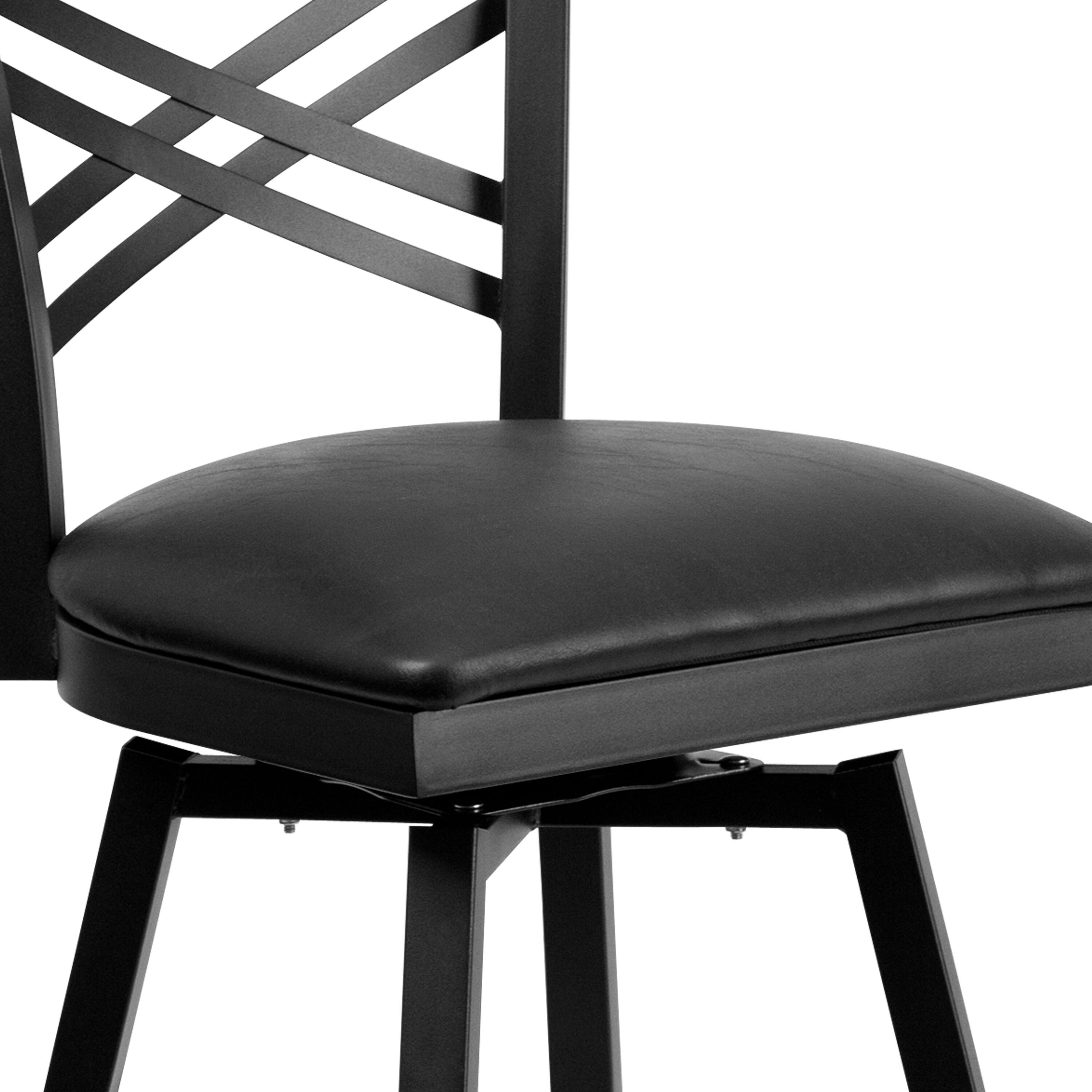 Alt View 9. Emma + Oliver - "X" Back Swivel Metal Restaurant Dining Barstool - Black Vinyl Seat/Black Metal Frame.