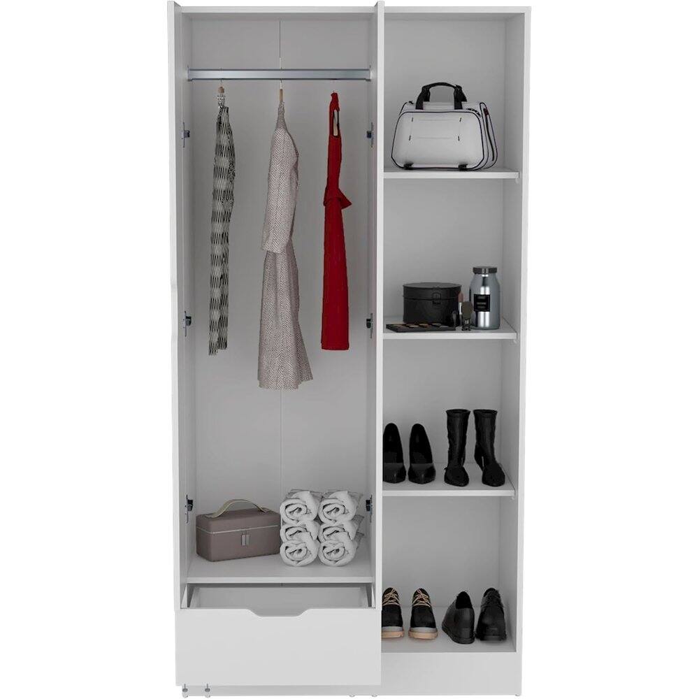 Alt View 2. TuHome - Memphis Wardrobe Armoire White MDF - White.