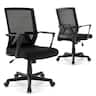 Costway - Mesh Office Chair Swivel Rocking Chair Adjustable w/ Armrests & Lumbar Support - Black