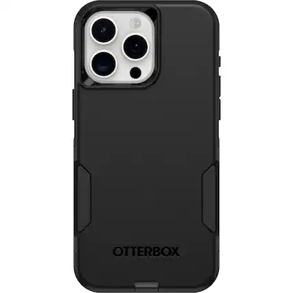 Front. OtterBox - Commuter Series Hard Shell for MagSafe for Apple iPhone 15 Pro Max - Black.