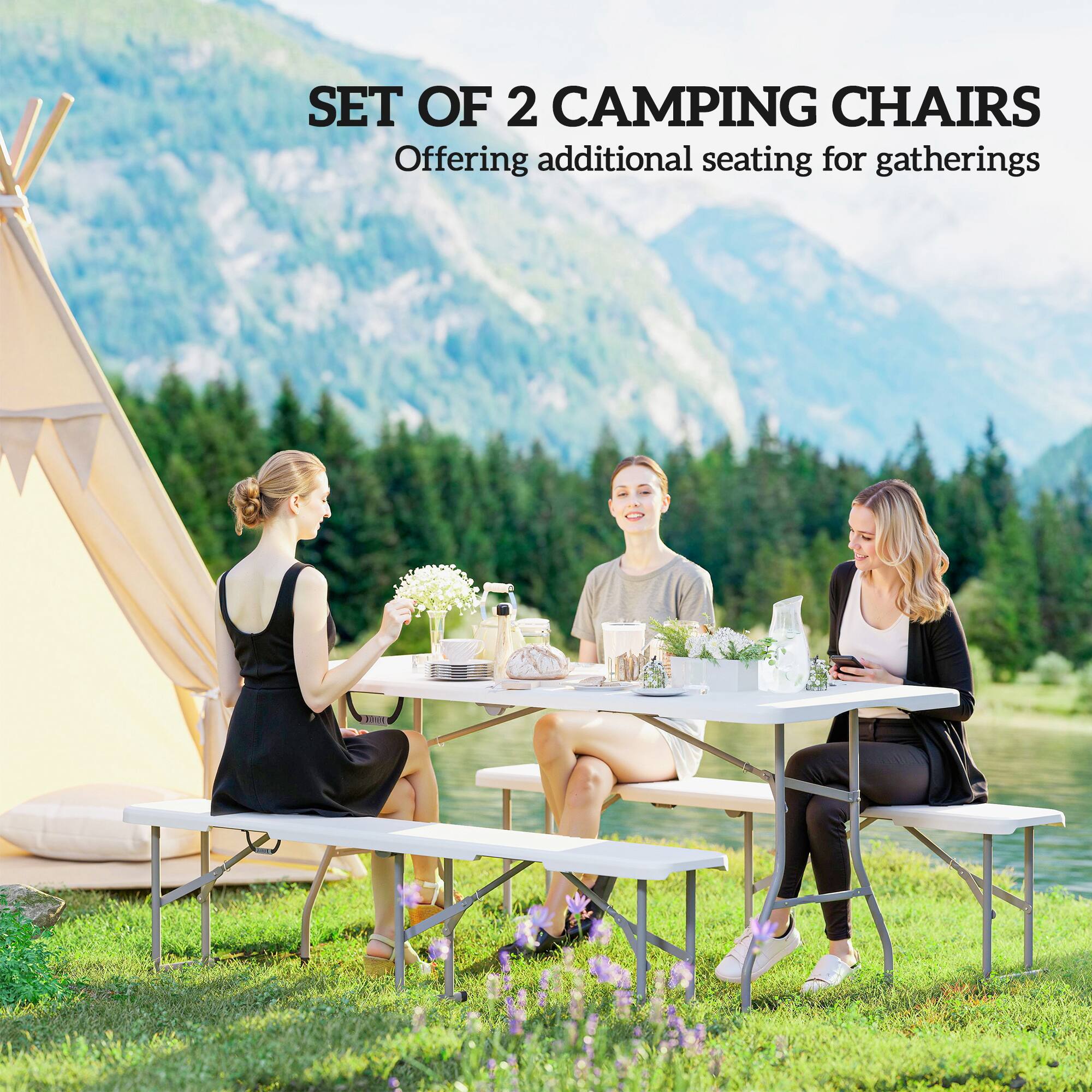SET OF 2 CAMPING CHAIRS  
Offering additional seating for gatherings