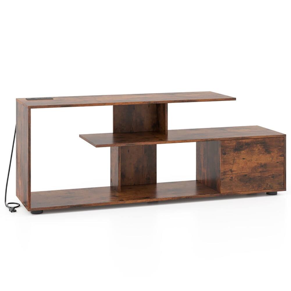 Alt View 1. Pefilos - 60 Inch Entertainment Center TV Stand with Power Outlet, Entertainment Center, Rustic Brown TV Cabinet - Brown.