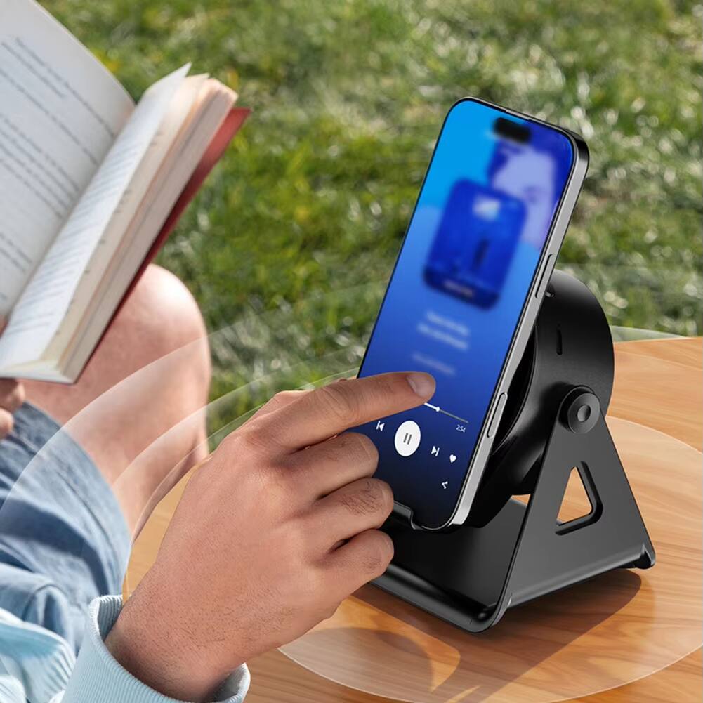Angle. Luckbyte - 3 in 1 Portable Bluetooth Speaker with RGB Light Phone Stand for Home & Outdoor Use.
