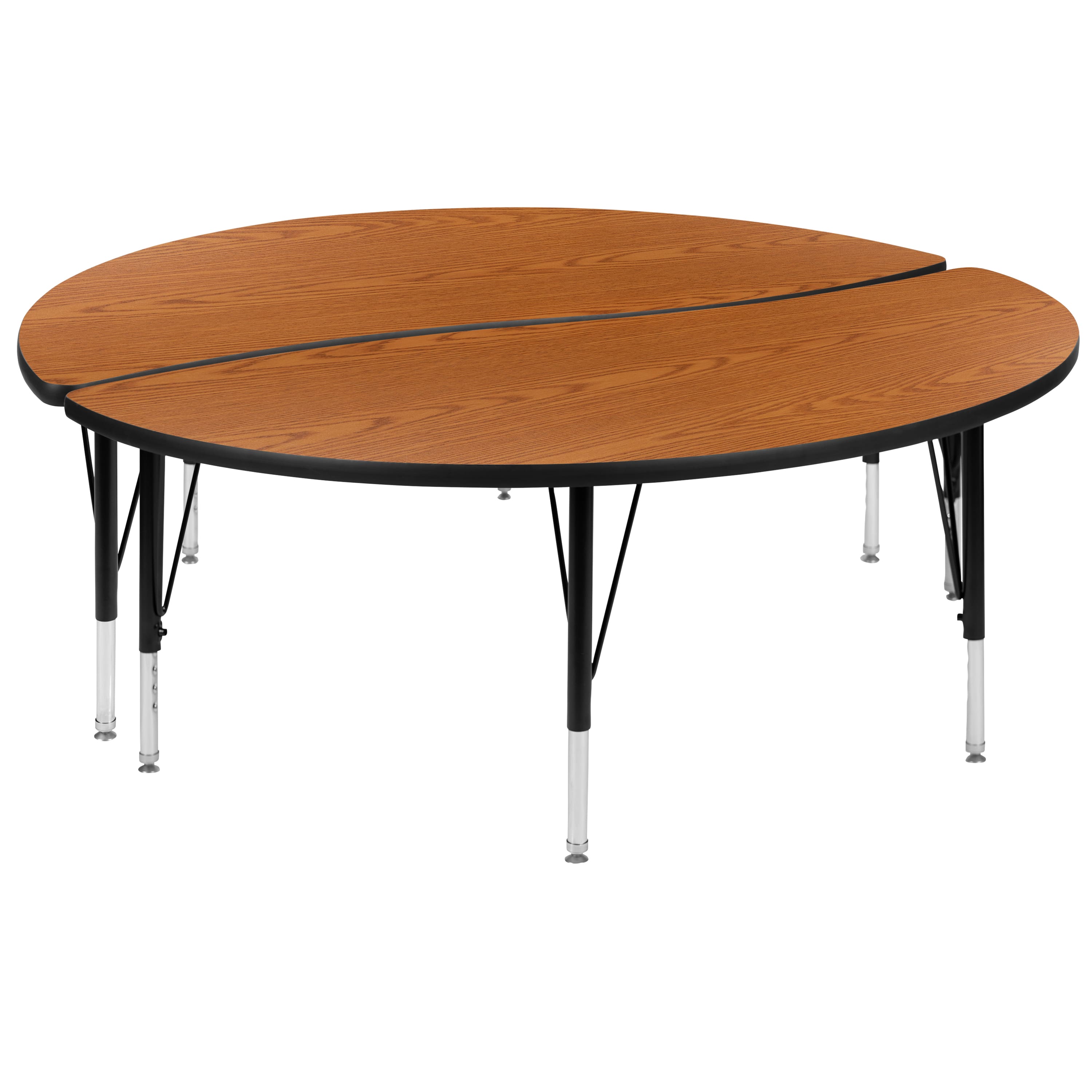"Flash Furniture - Emmy 2 Piece Emmy 60"" Circle Wave Flexible Oak Thermal Laminate Activity Table Set - Height Adjustable Short Legs - Brown" price history on PriceWatchPro