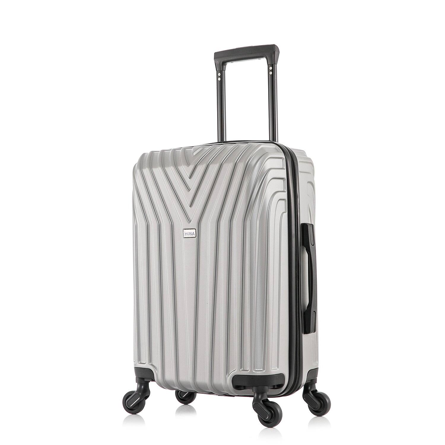 Front. InUSA - Vasty Lightweight Hardside Spinner Luggage 20" Carry-On - GREY.
