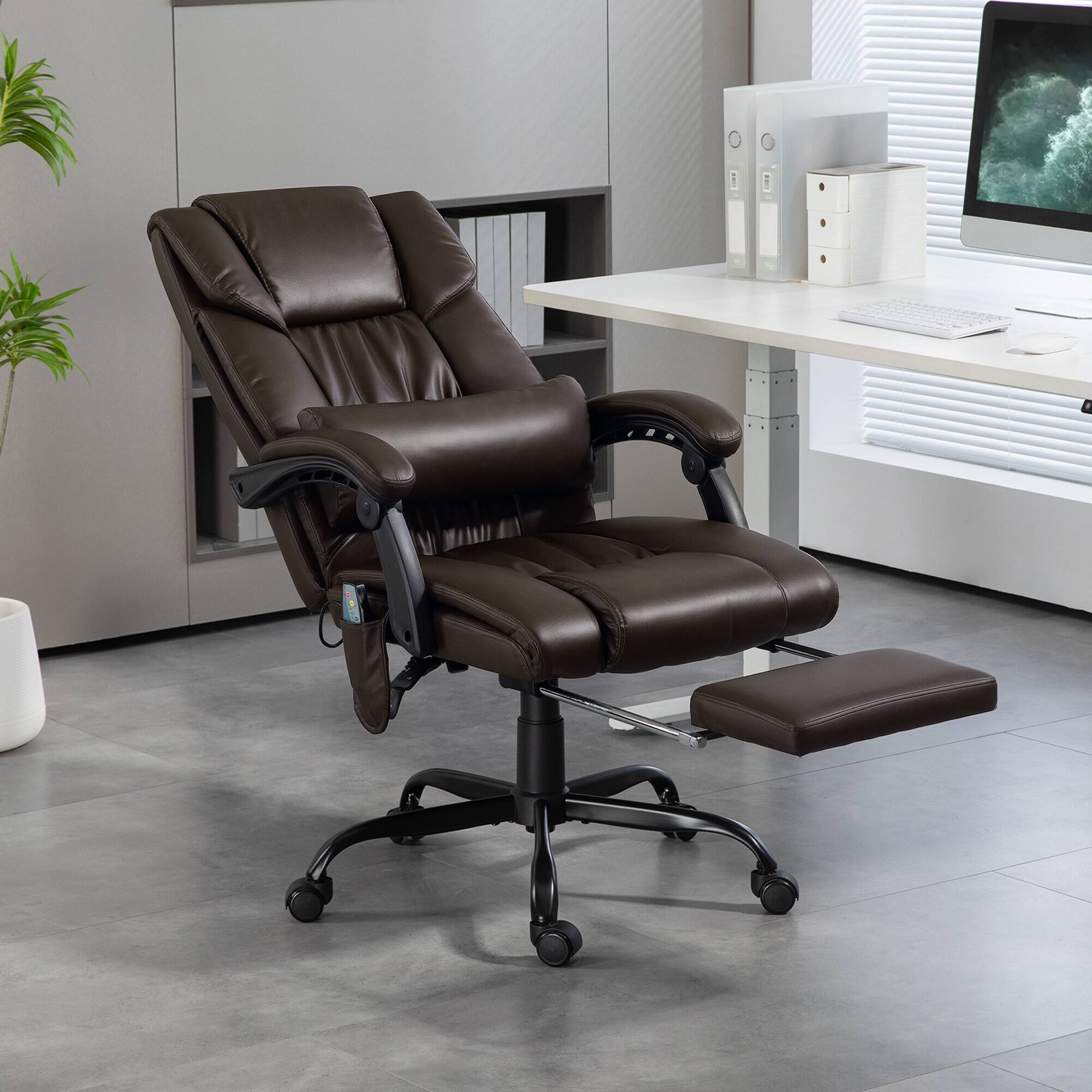 Alt View 1. Vinsetto - High Back Massage Office Chair with 6 Vibration Points, PU Leather Reclining Computer Chair - Brown.