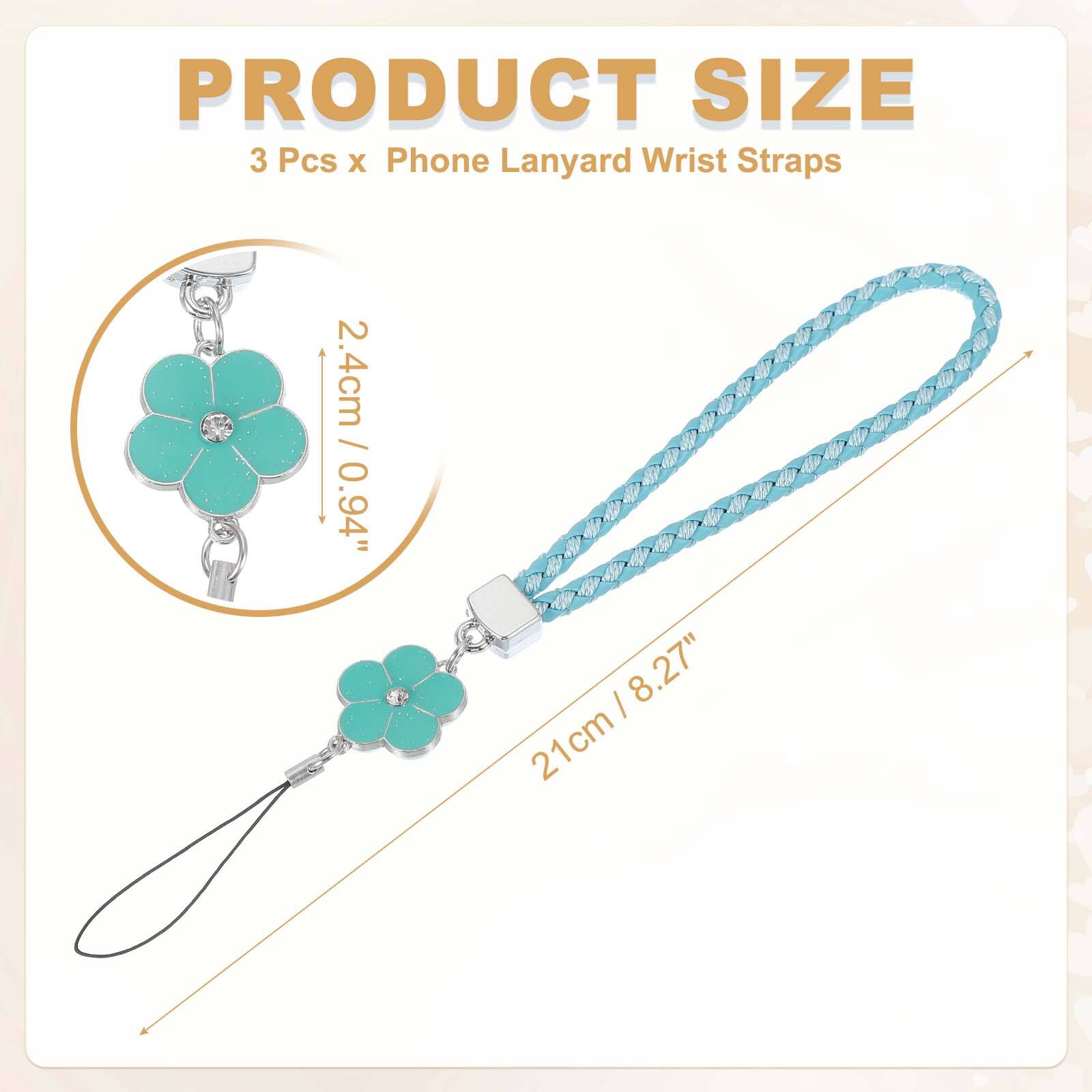 Unique Bargains 3pcs Creative Braided Flower Phone Charm Wrist Lanyard ...
