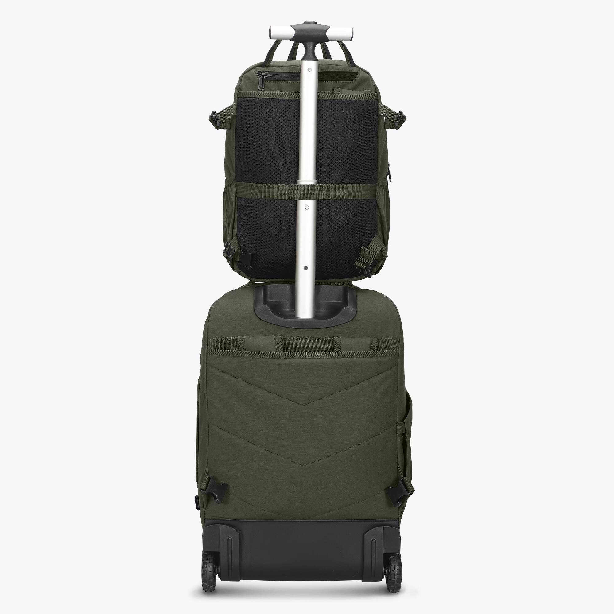 Alt View 1. Hynes Eagle - Duo 2-in-1 Rolling Travel Backpack - Army Green.