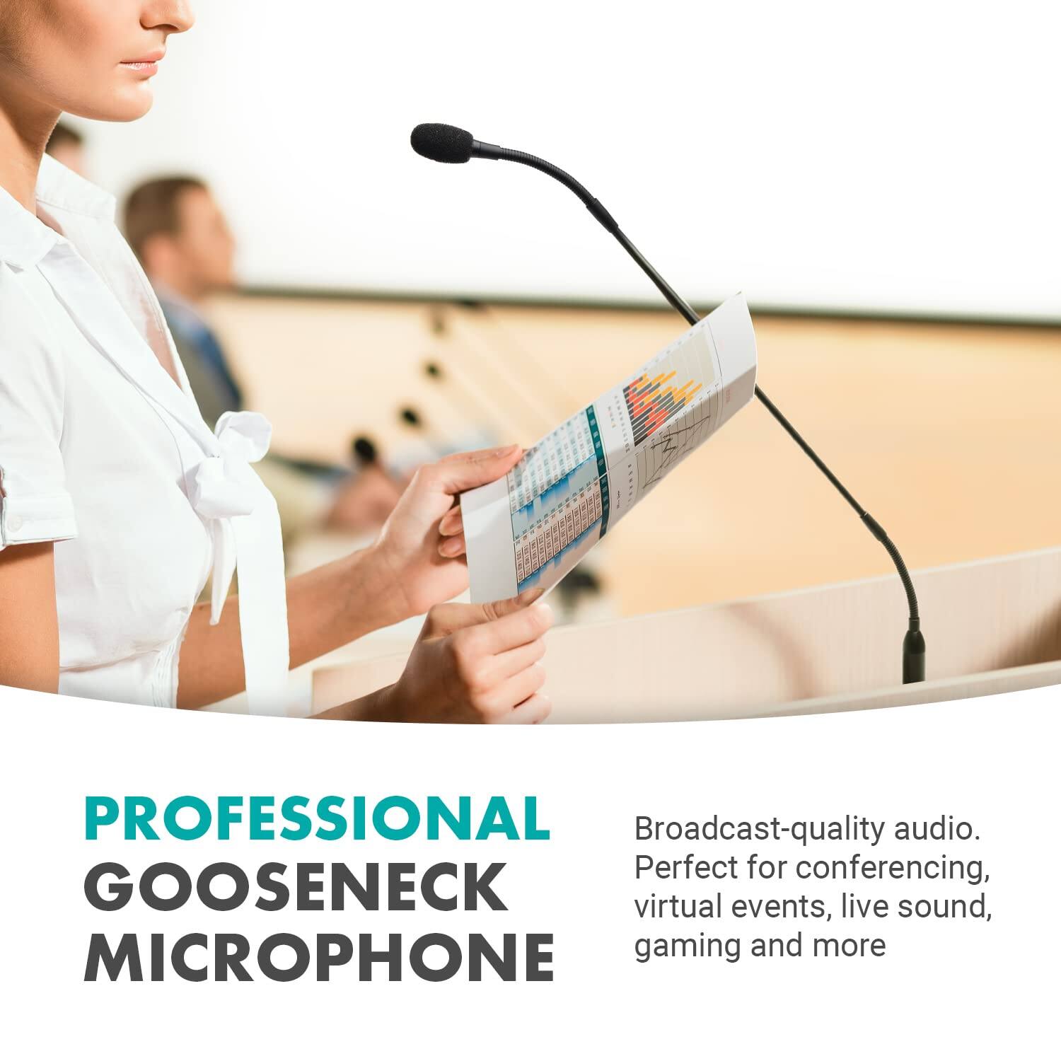 PROFESSIONAL GOOSENECK MICROPHONE

Broadcast-quality audio. Perfect for conferencing, virtual events, live sound, gaming and more