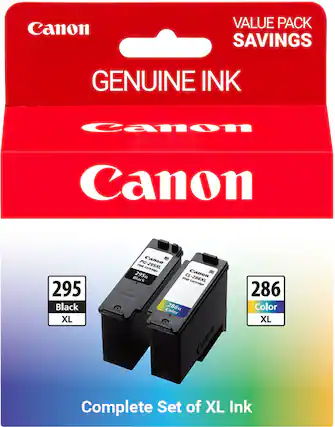 Canon VALUE PACK SAVINGS
GENUINE INK
Canon
Canon 295 Black XL
PG-295XL FINE Cartridge
Canon 286 Color XL
CL-286XL FINE Cartridge
Complete Set of XL Ink