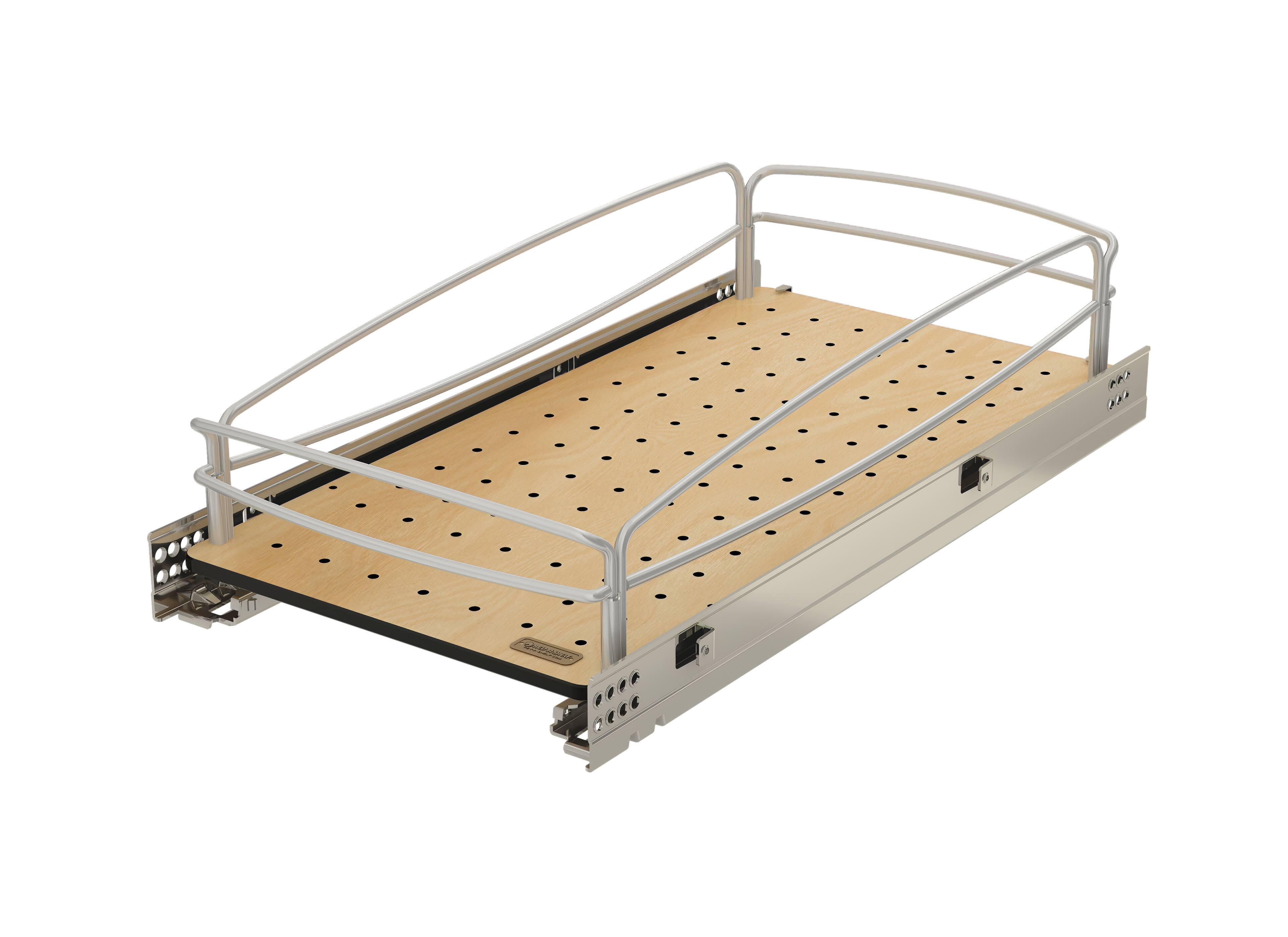 Front. Rev-A-Shelf - Rev-A-Shelf Solid Bottom Pullout Base Soft-close Cabinet Organizer, 54BK-12SC-1 - Silver.