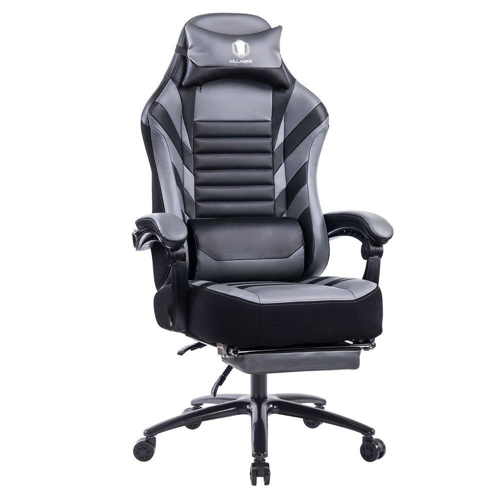 Front. Spaco - Racing Ergonomic Gaming Chair, High Back, Adjustable, Swivel, Lumbar Massage, Footrest, 350lbs - Grey.
