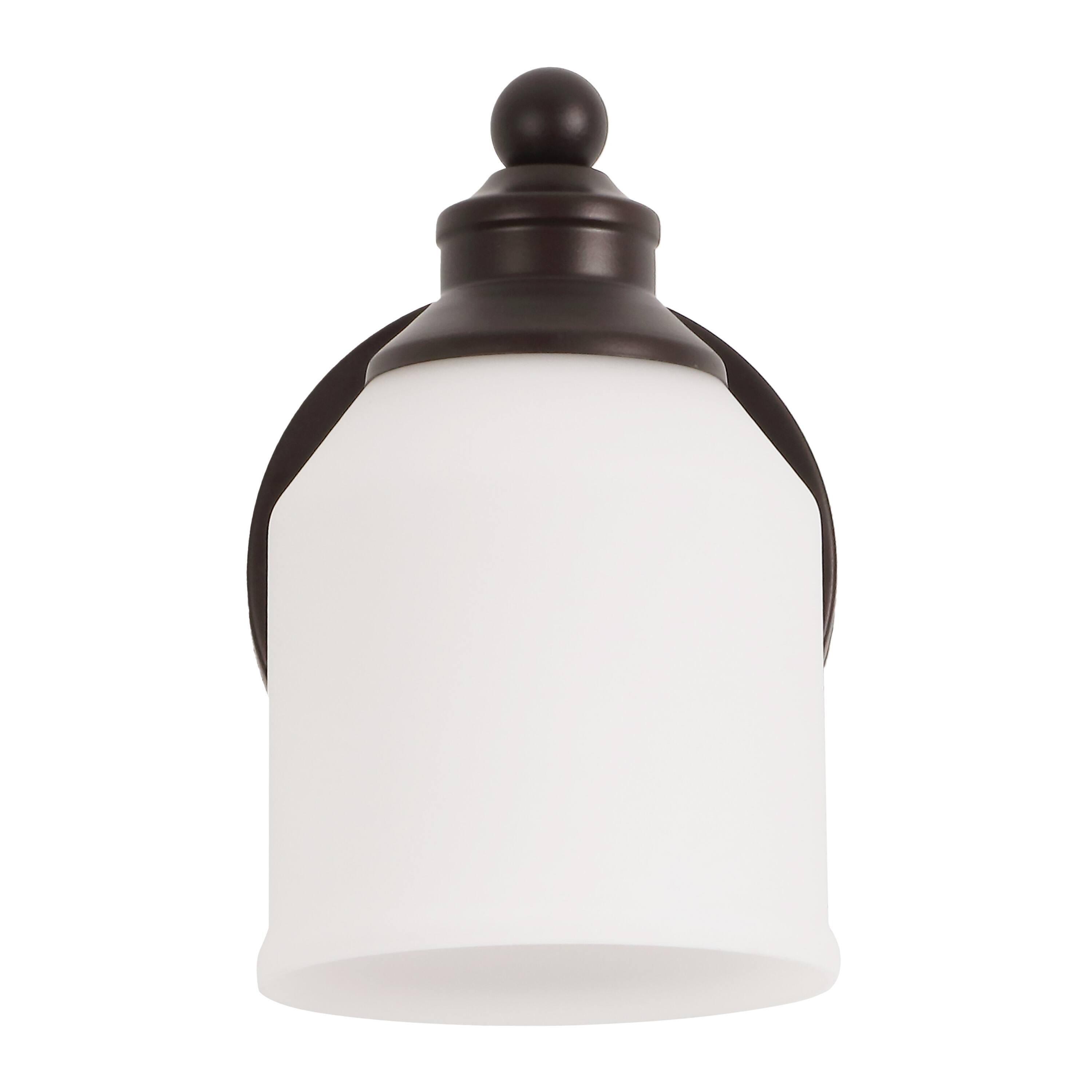 Alt View 6. Jonathan Y - Lydia 5.13" 1-Light Farmhouse Cottage Metal LED Vanity Light with Frosted Glass Shade, Oil Rubbed Bronze - Oil Rubbed Bronze.
