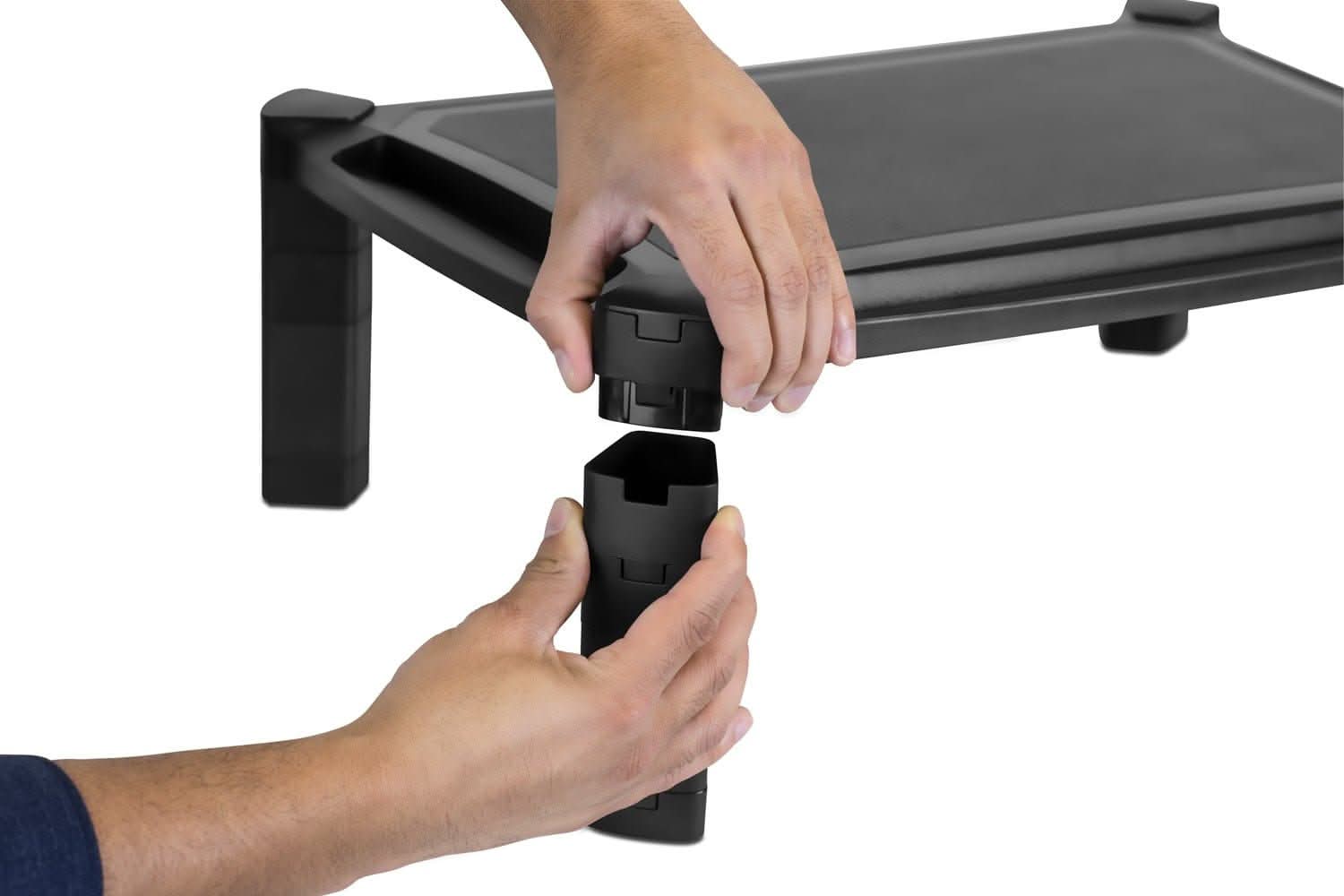 Alt View 6. Mount-It! - Height Adjustable Printer & Monitor Stand with Storage Grooves, Up to 6.6" Elevation & 22 lb Capacity, Black - Black.